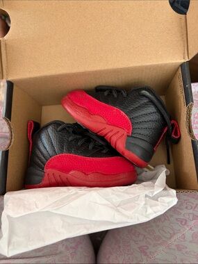 Kids Black and Red High-Top Athletic Sneakers